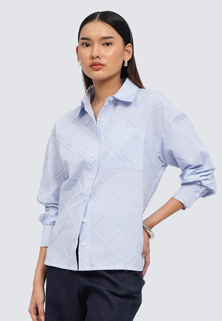 Textured Long Sleeve Blouse