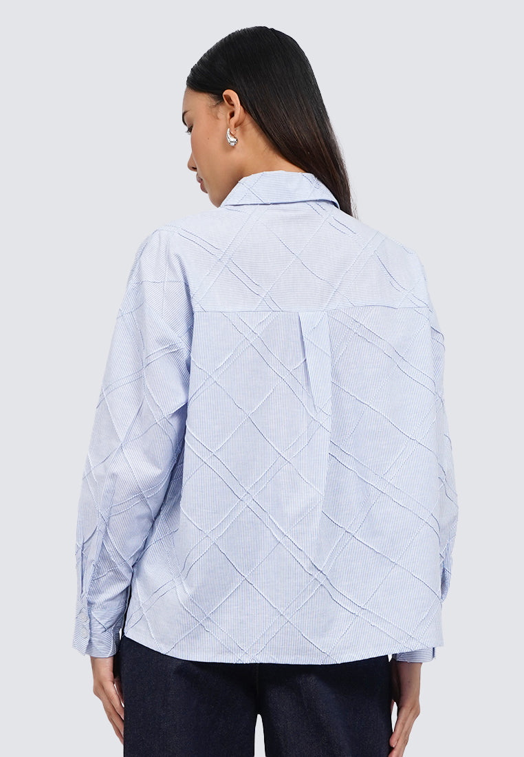 Textured Long Sleeve Blouse