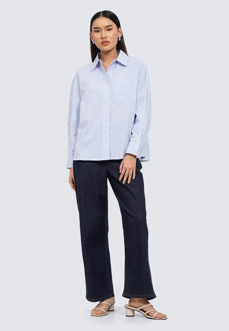 Textured Long Sleeve Blouse