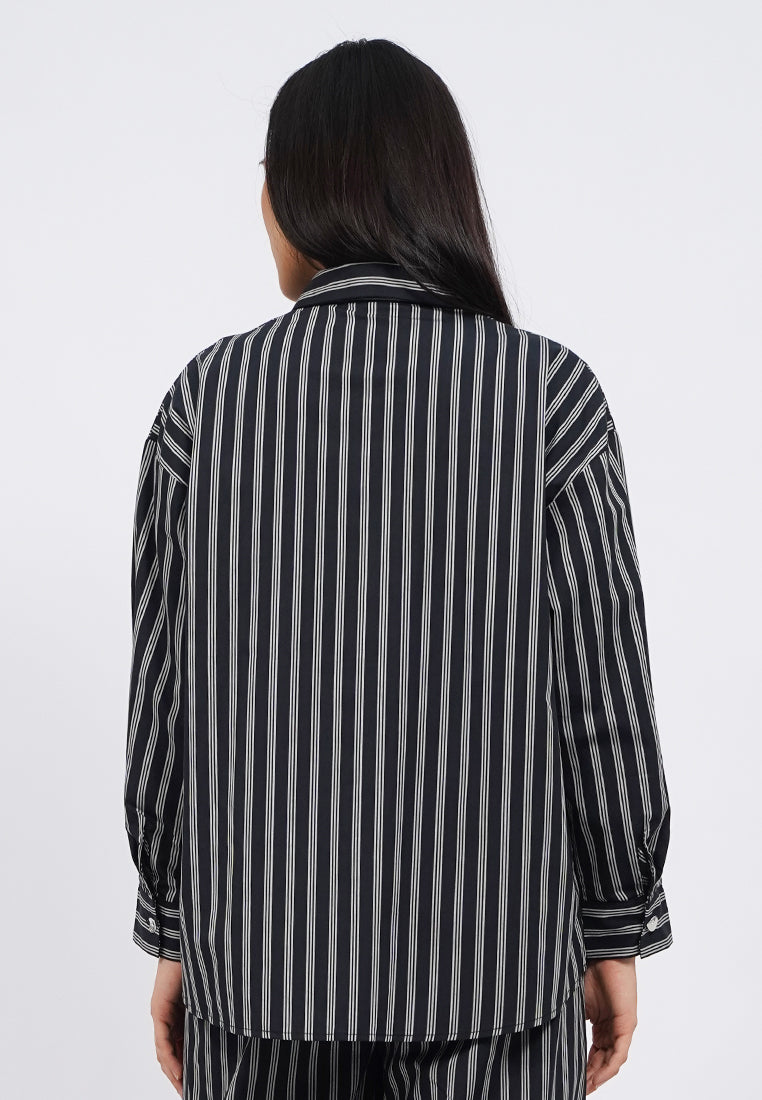Long Sleeve Stripes Printed Blouse