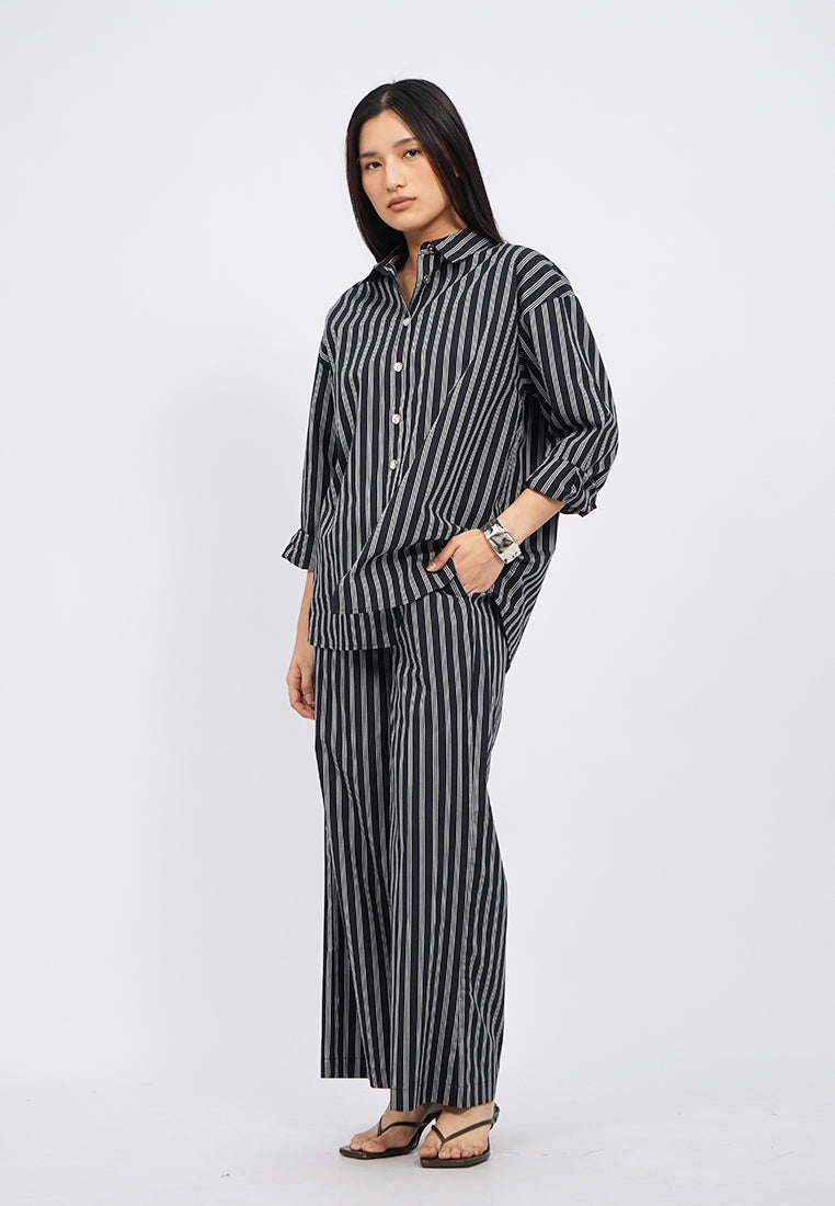 Long Sleeve Stripes Printed Blouse