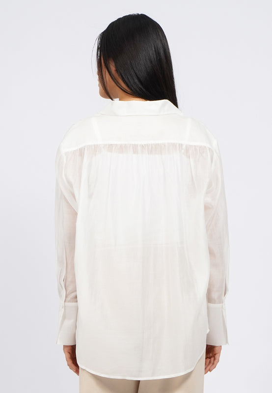 Long Sleeve Loose Sheer Blouse