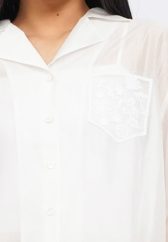 Long Sleeve Loose Sheer Blouse