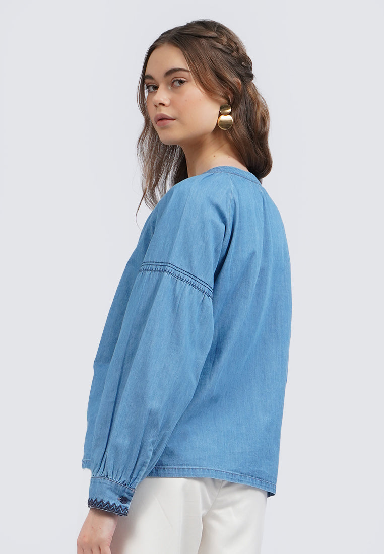 Long Sleeve Chambray Blouse