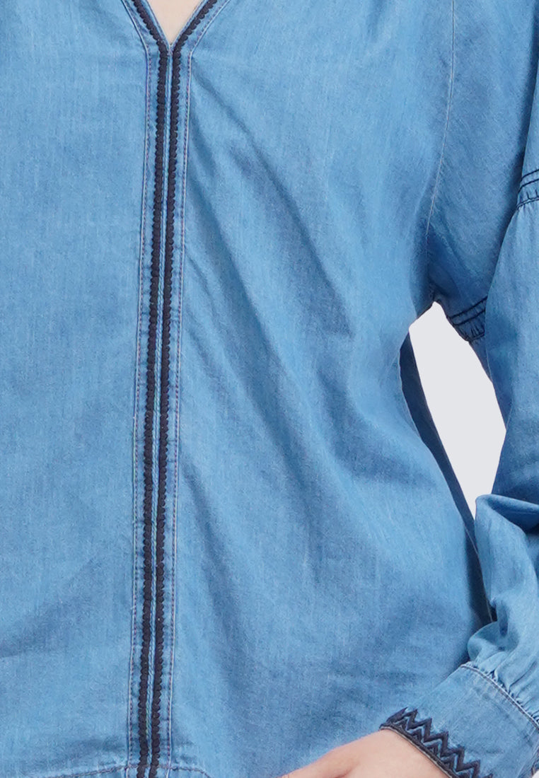 Long Sleeve Chambray Blouse
