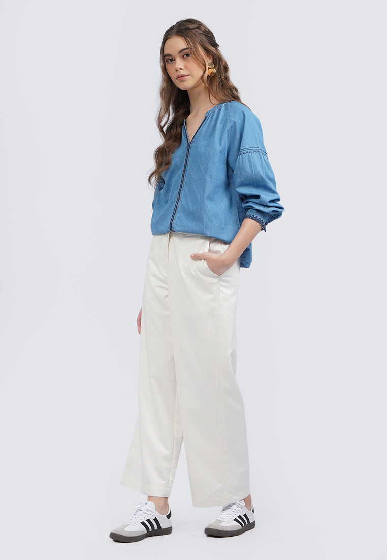 Long Sleeve Chambray Blouse