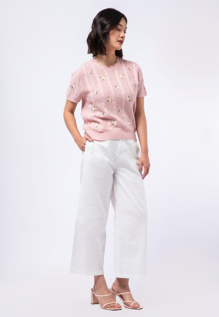 Knit Top with Scallop Neck