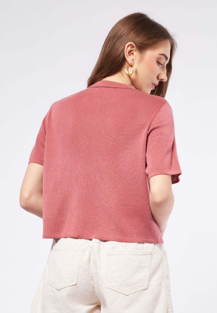Basic Crop Polo Shirt