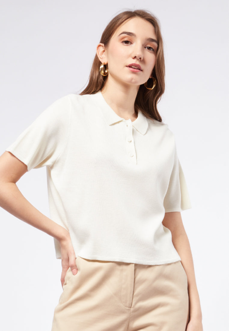 Basic Crop Polo Shirt