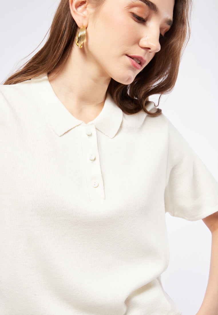 Basic Crop Polo Shirt