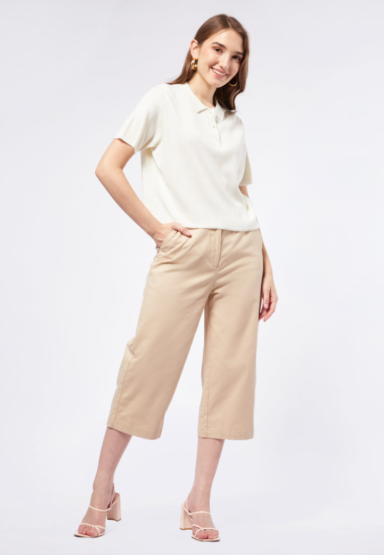 Basic Crop Polo Shirt