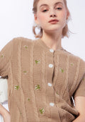 Embroidered Round Neck Knit Top