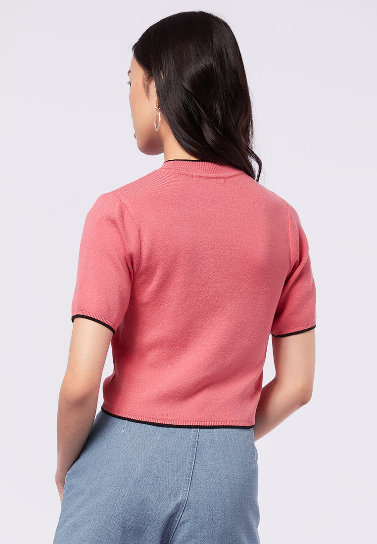 Stand Collar Top with Bow Details
