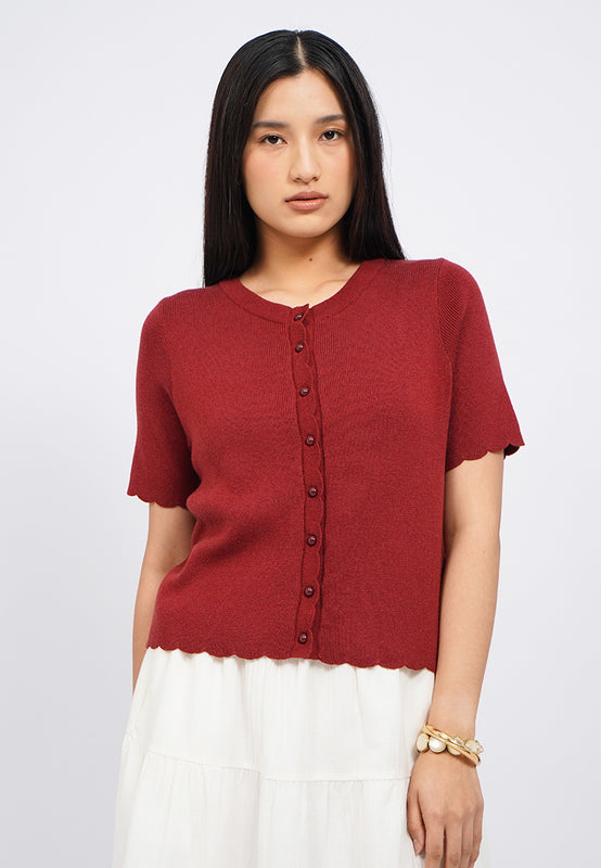 Round Neck Short Sleeve Knit Blouse