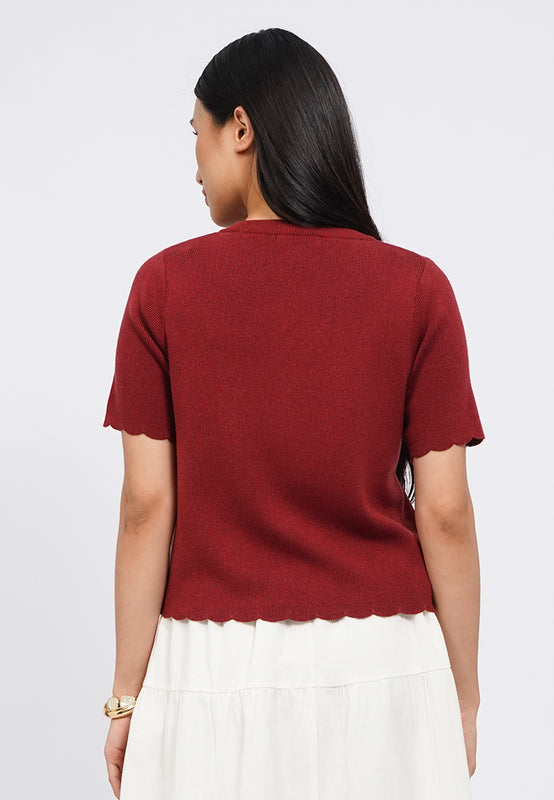 Round Neck Short Sleeve Knit Blouse