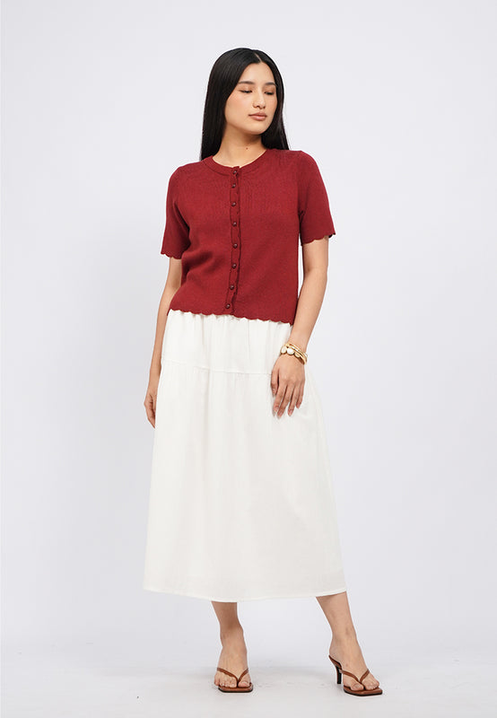 Round Neck Short Sleeve Knit Blouse