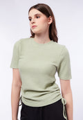 Round Neck Ruched Short Sleeve Top