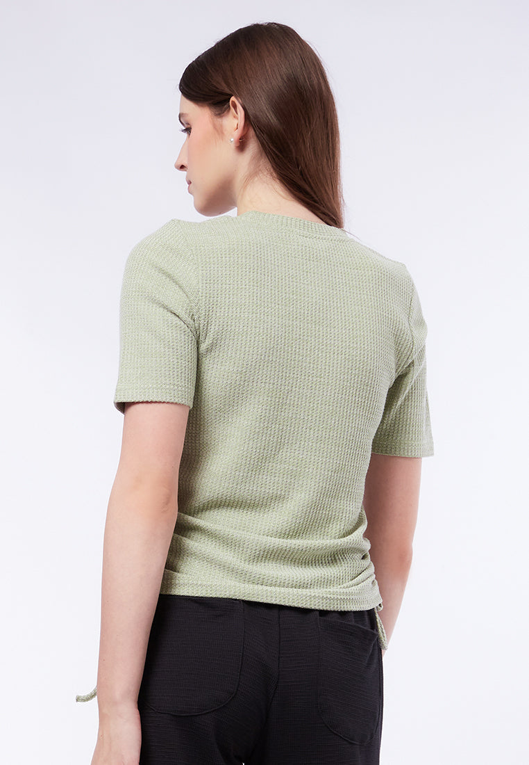 Round Neck Ruched Short Sleeve Top