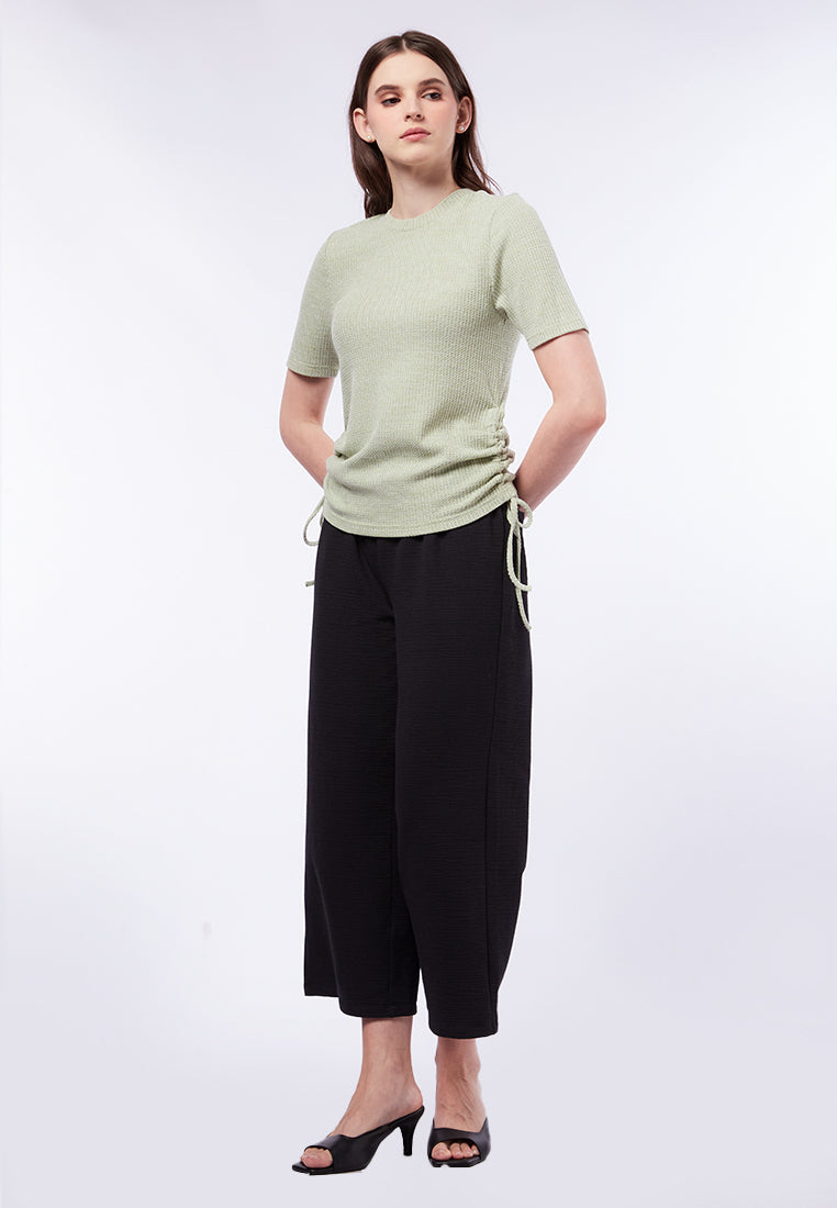 Round Neck Ruched Short Sleeve Top