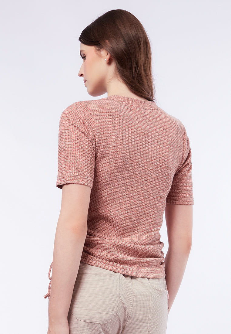 Round Neck Ruched Short Sleeve Top