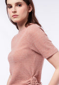 Round Neck Ruched Short Sleeve Top