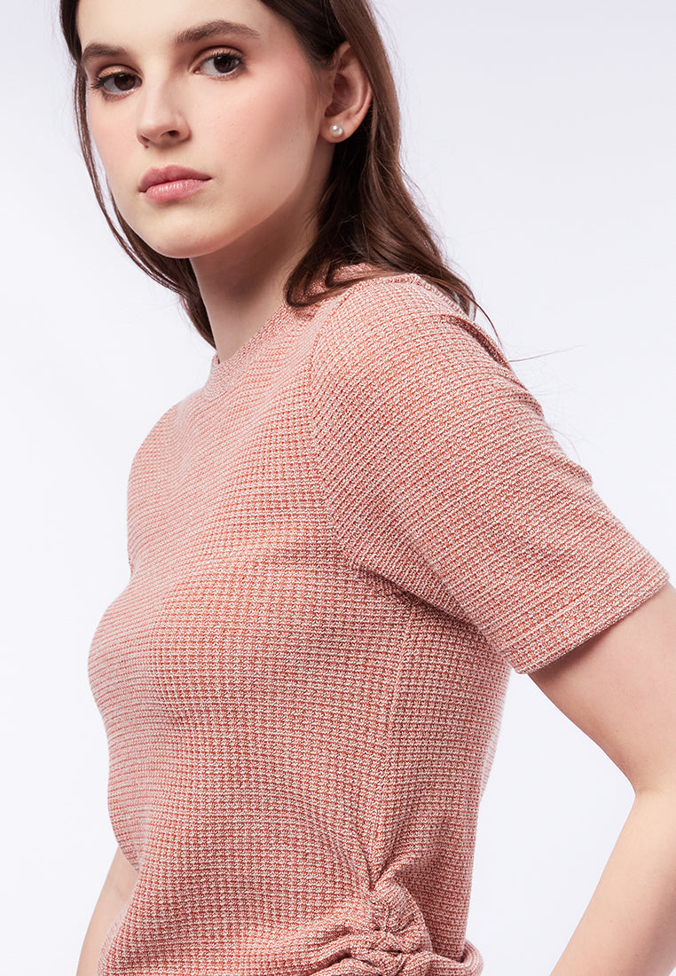 Round Neck Ruched Short Sleeve Top