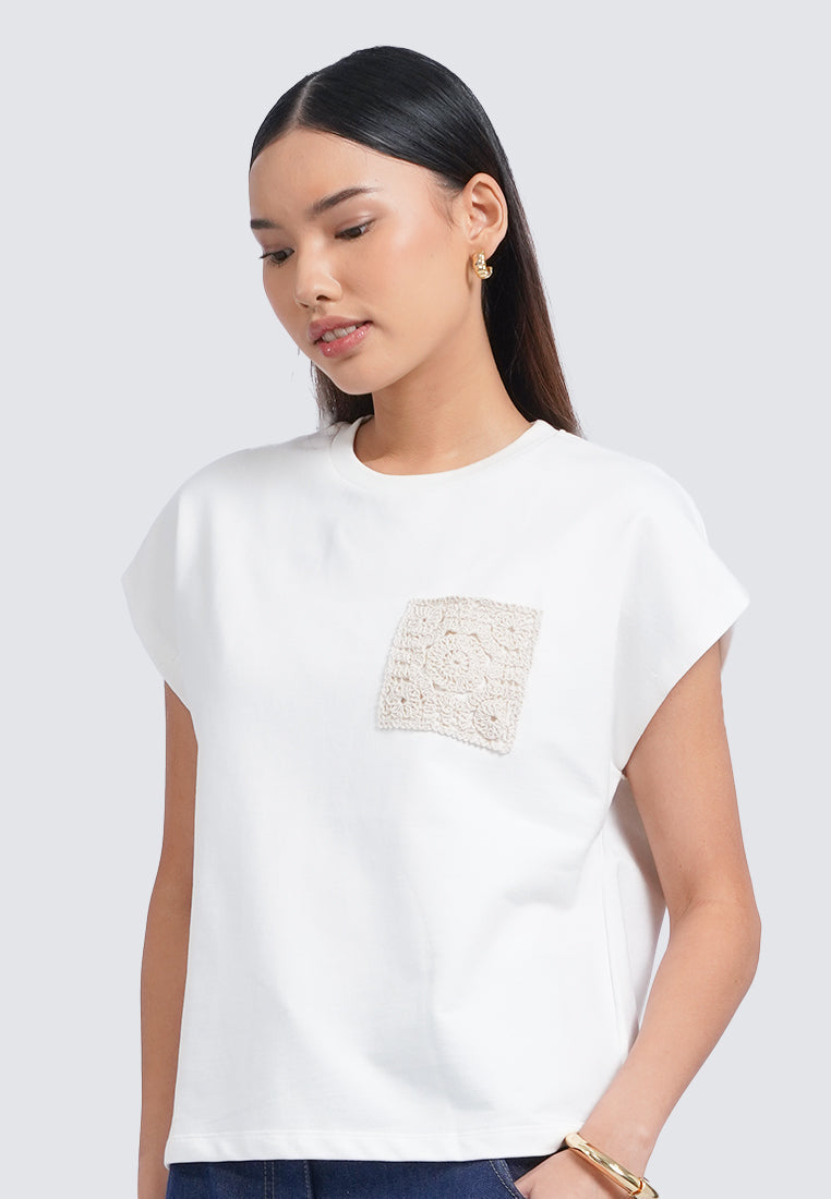 Crochet Details Short Sleeve Top