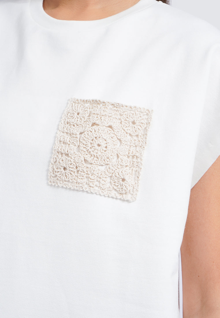 Crochet Details Short Sleeve Top