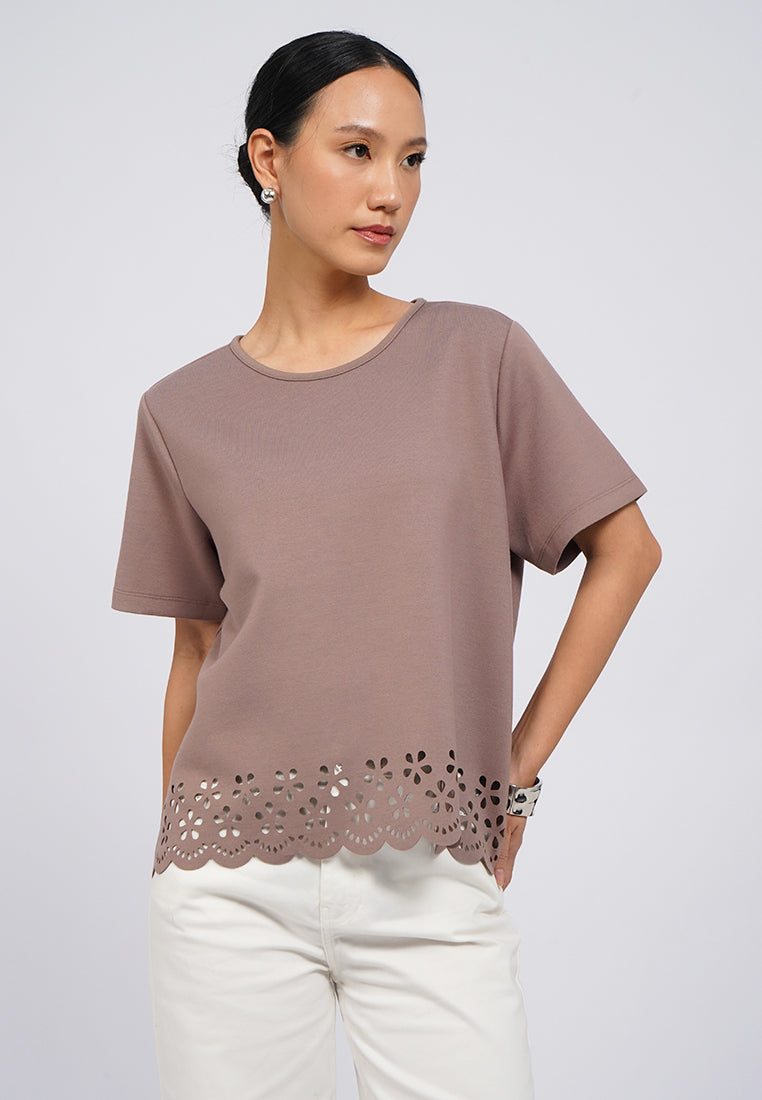 Short Sleeve Top with Eyelet Details