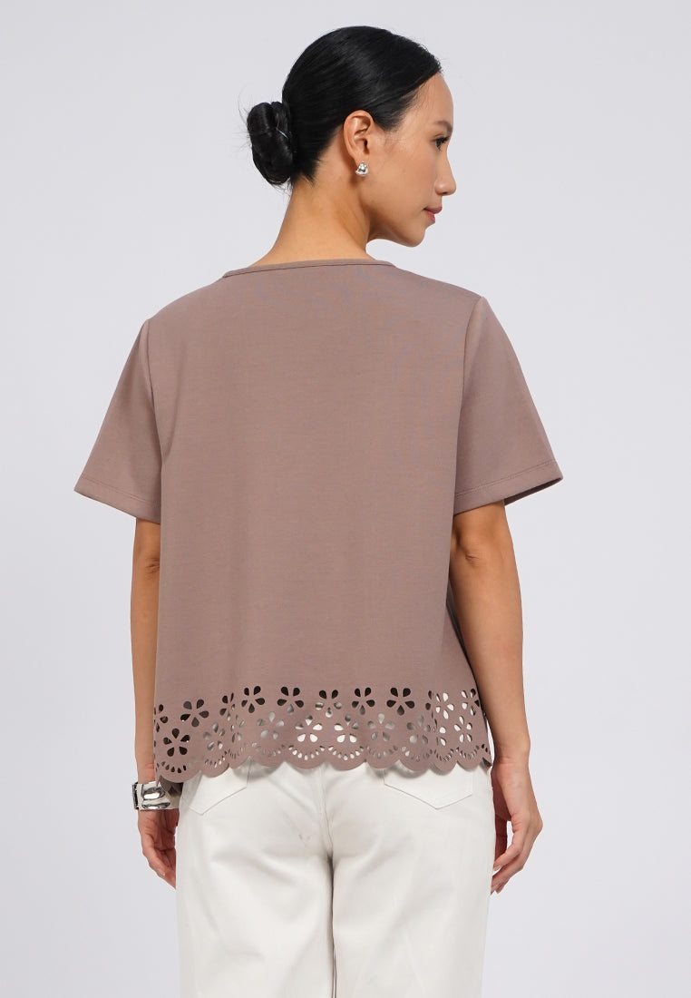 Short Sleeve Top with Eyelet Details