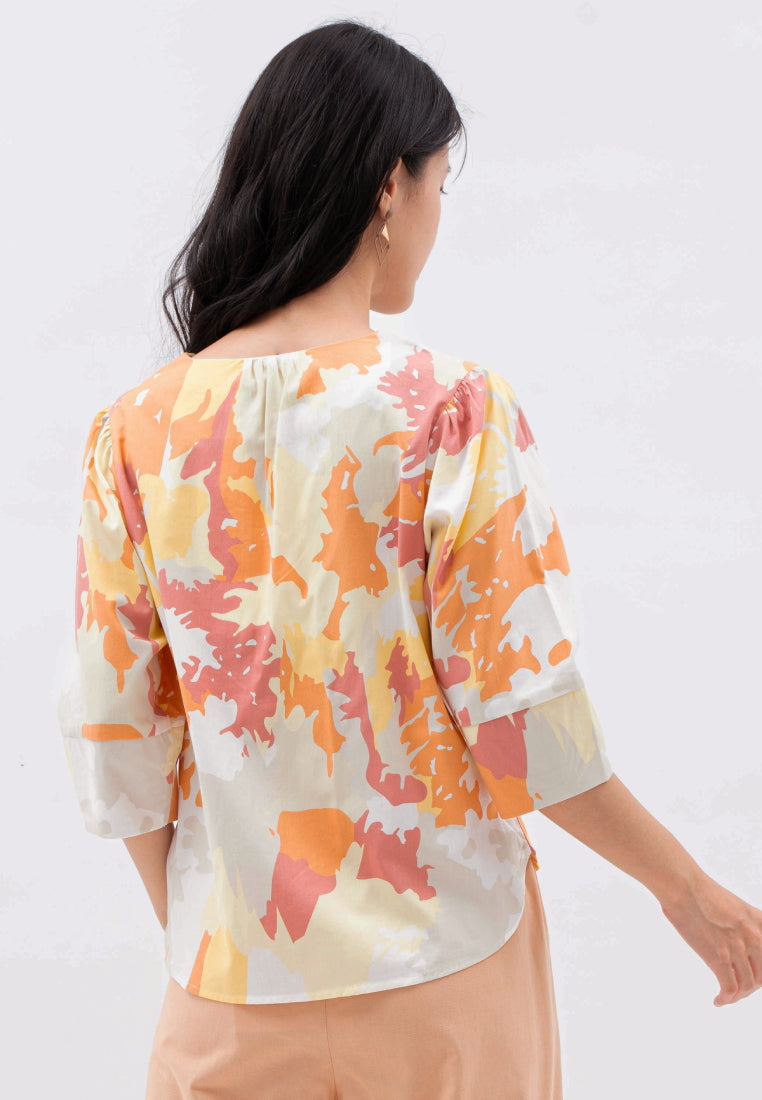 V-neck Printed Blouse