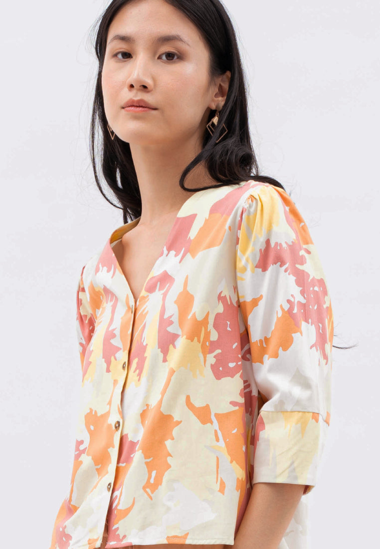 V-neck Printed Blouse