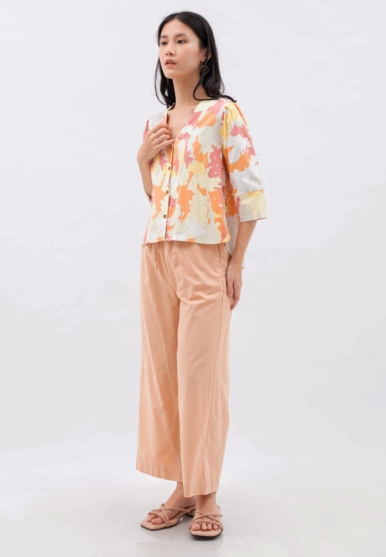 V-neck Printed Blouse