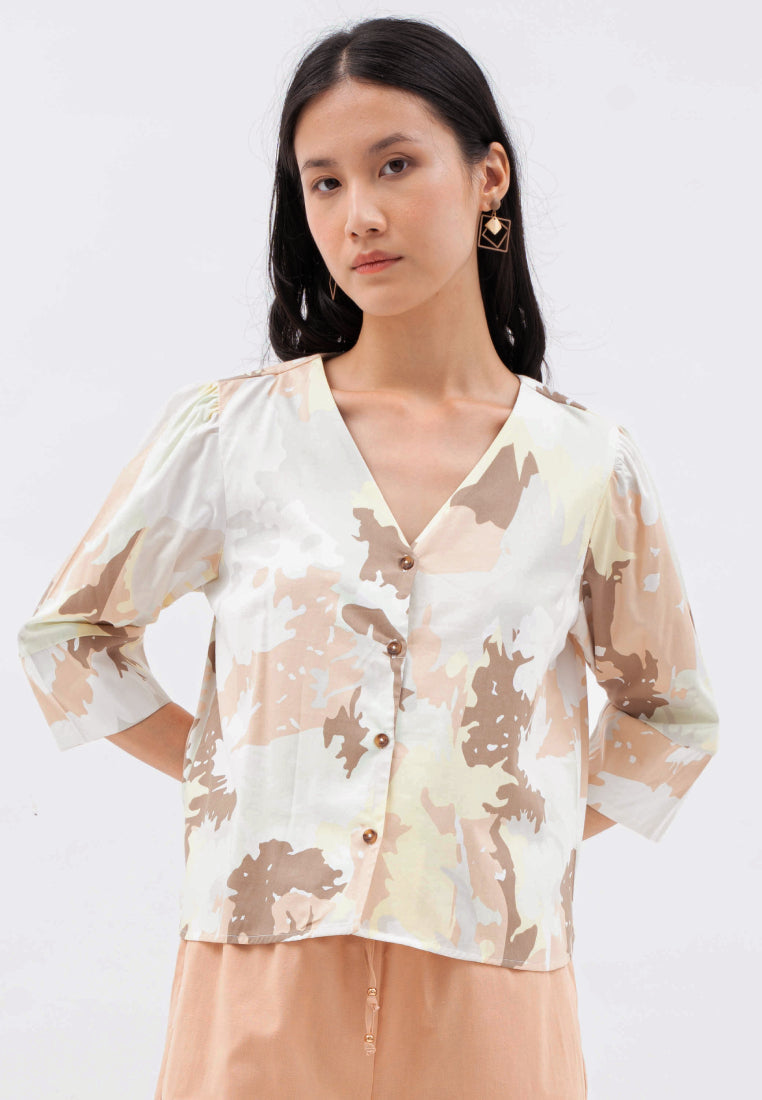 V-neck Printed Blouse