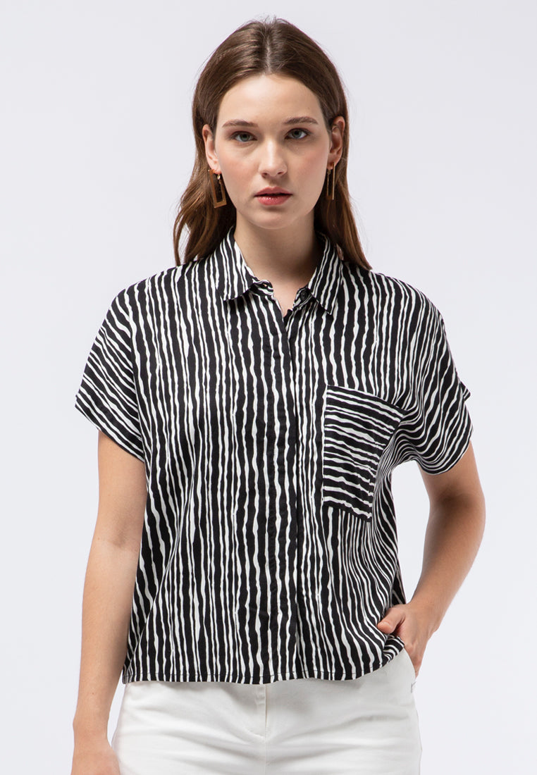 Printed Short Sleeve Blouse