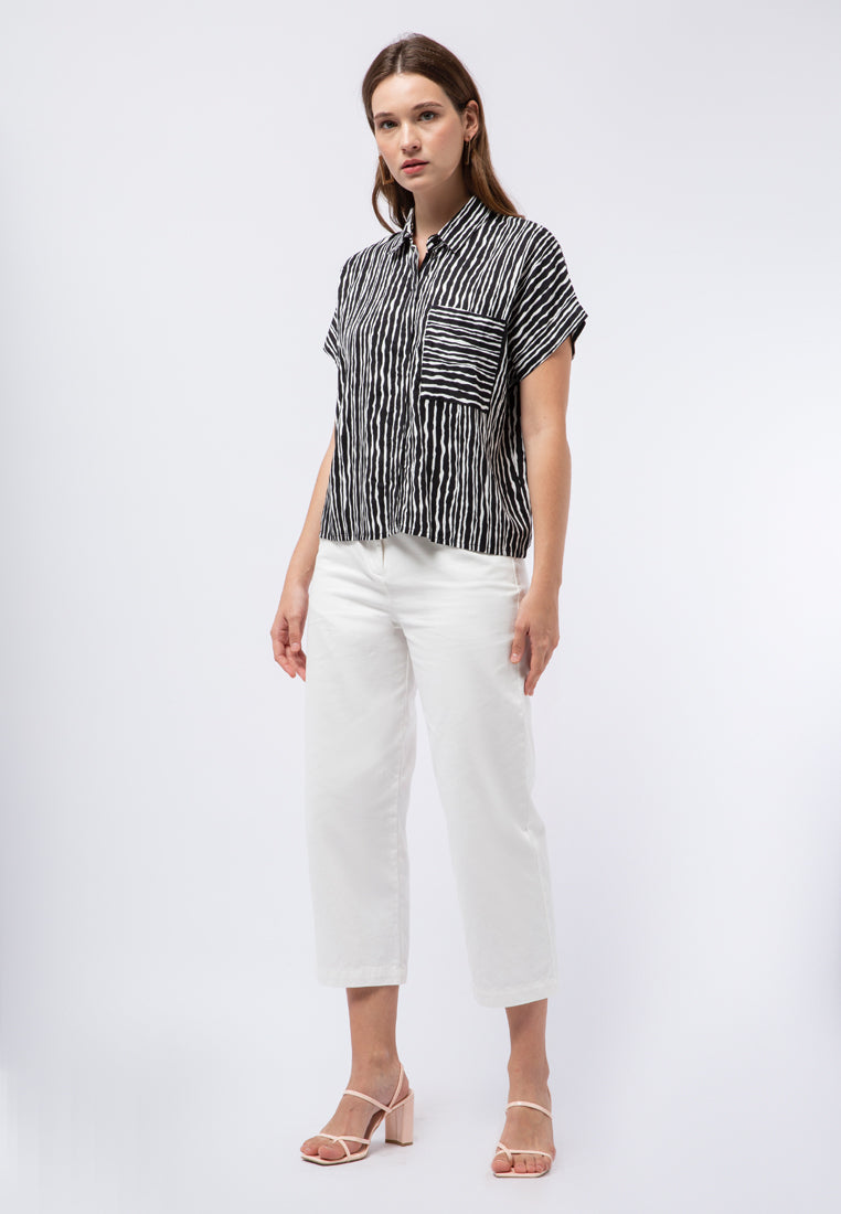 Printed Short Sleeve Blouse