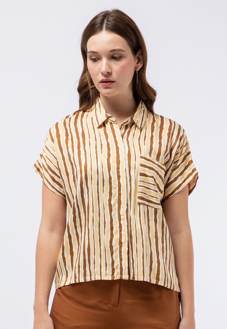 Printed Short Sleeve Blouse