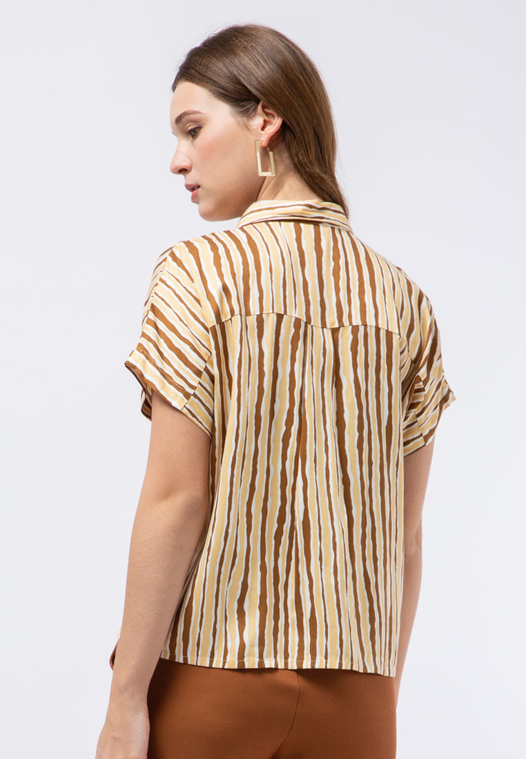 Printed Short Sleeve Blouse