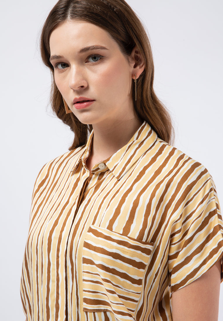 Printed Short Sleeve Blouse