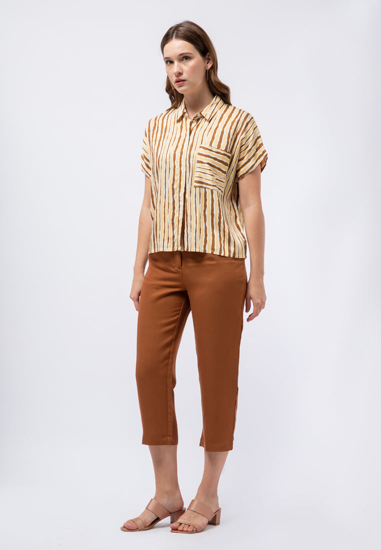 Printed Short Sleeve Blouse