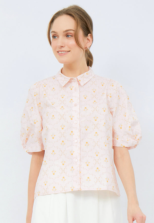 Printed Puff Sleeves Blouse