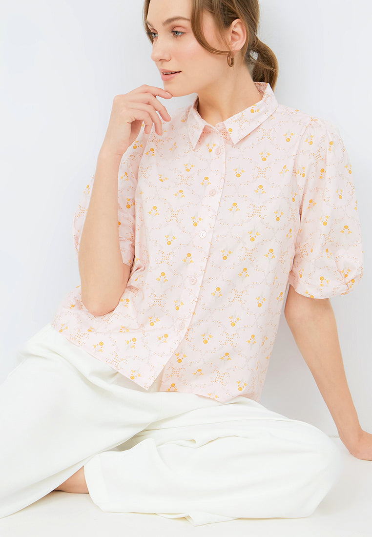 Printed Puff Sleeves Blouse