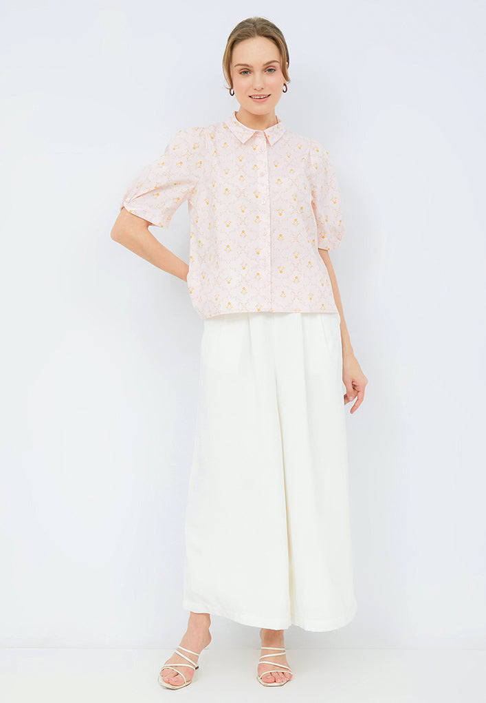 Printed Puff Sleeves Blouse