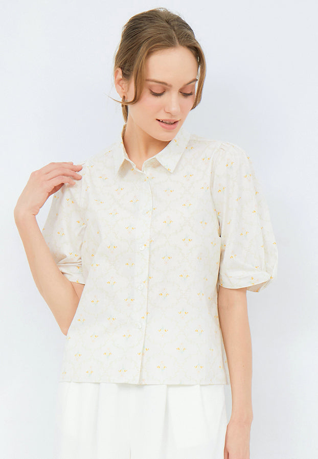 Printed Puff Sleeves Blouse