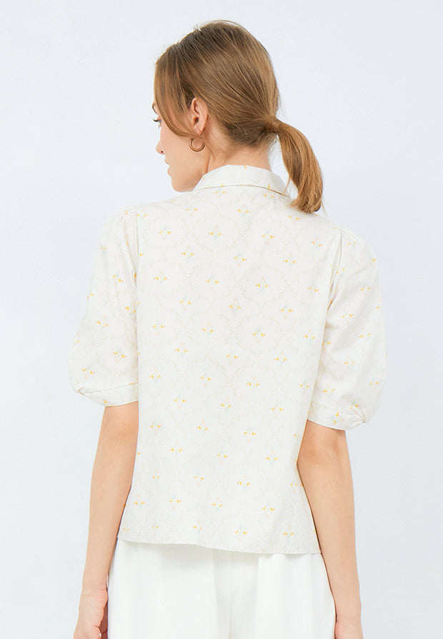 Printed Puff Sleeves Blouse