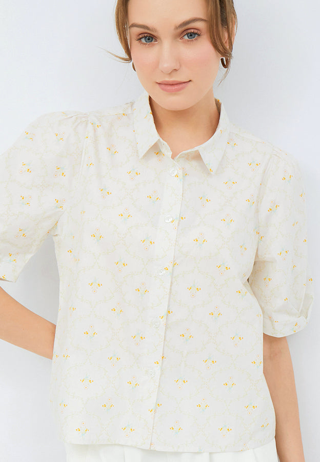 Printed Puff Sleeves Blouse