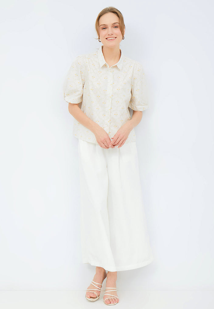 Printed Puff Sleeves Blouse