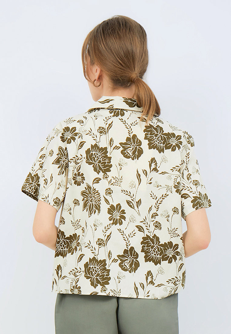 Printed Pyjama Collar Blouse