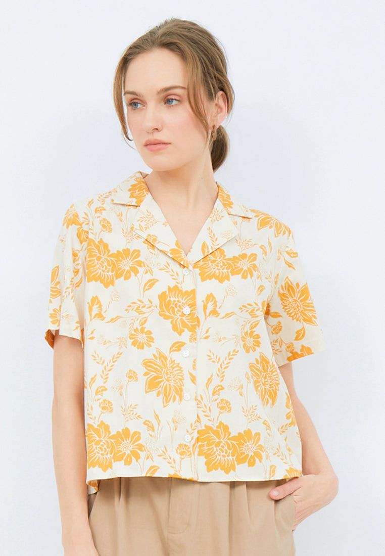 Printed Pyjama Collar Blouse