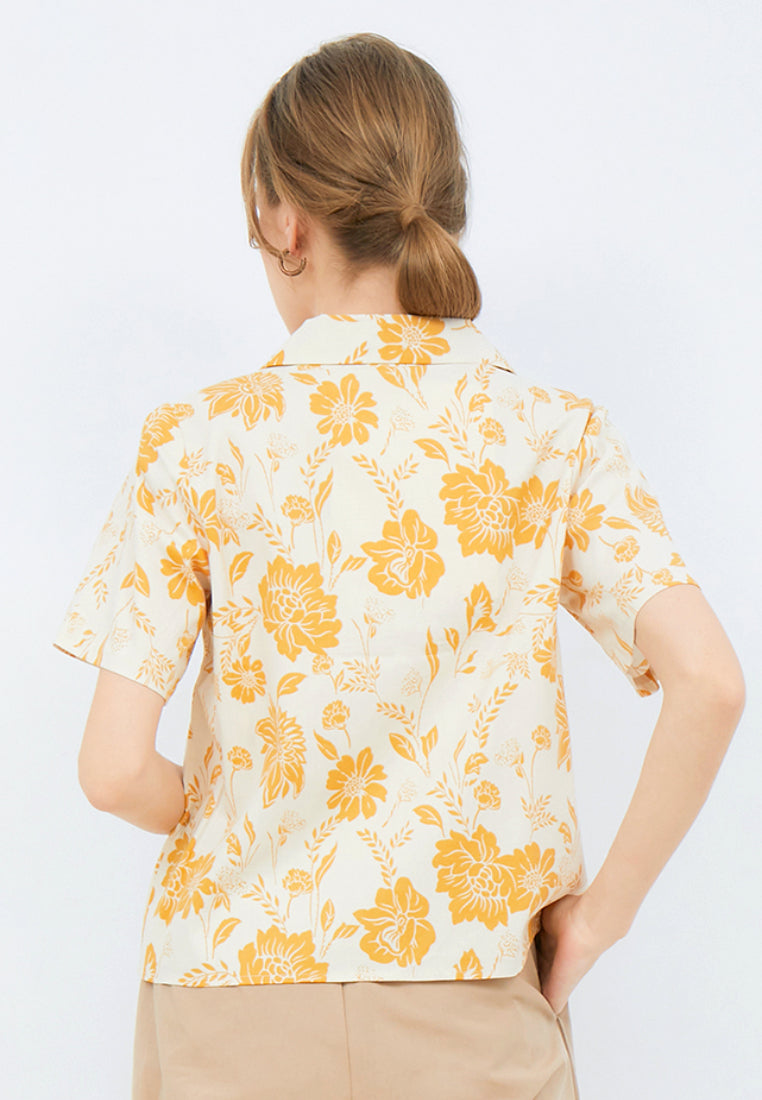 Printed Pyjama Collar Blouse